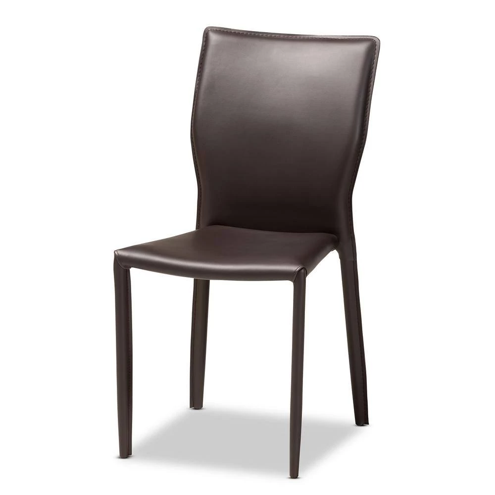Heidi Dark Brown Faux Leather Dining Chair (Set of 4) by Baxton Studio - Image 2