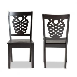 Gervais Dark Brown Solid Wood Dining Chair (Set of 2) by Baxton Studio