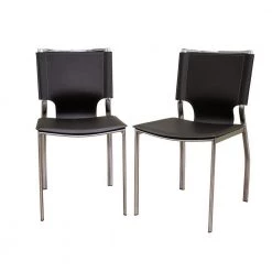 Montclare Brown Faux Leather Upholstered Dining Chairs (Set of 2) by Baxton Studio