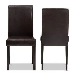 Mia Dark Brown Faux Leather Dining Chair (Set of 2) by Baxton Studio