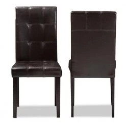 Avery Dark Brown Faux Leather Dining Chair (Set of 2) by Baxton Studio
