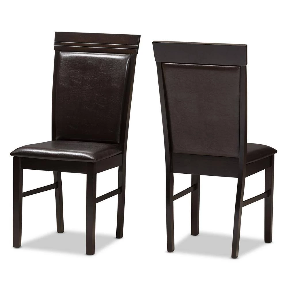 Thea Dark Brown Faux Leather Dining Chair (Set of 2) by Baxton Studio - Image 4