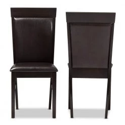 Thea Dark Brown Faux Leather Dining Chair (Set of 2) by Baxton Studio