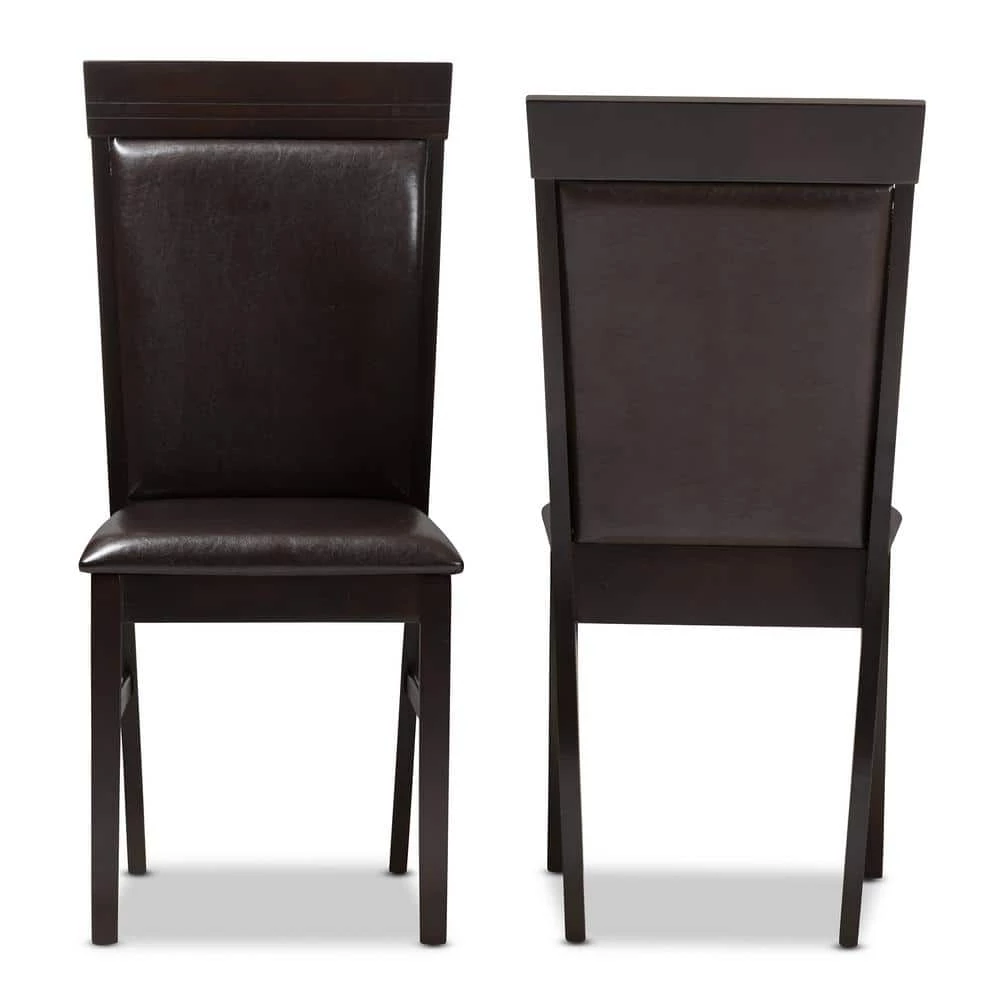 Thea Dark Brown Faux Leather Dining Chair (Set of 2) by Baxton Studio