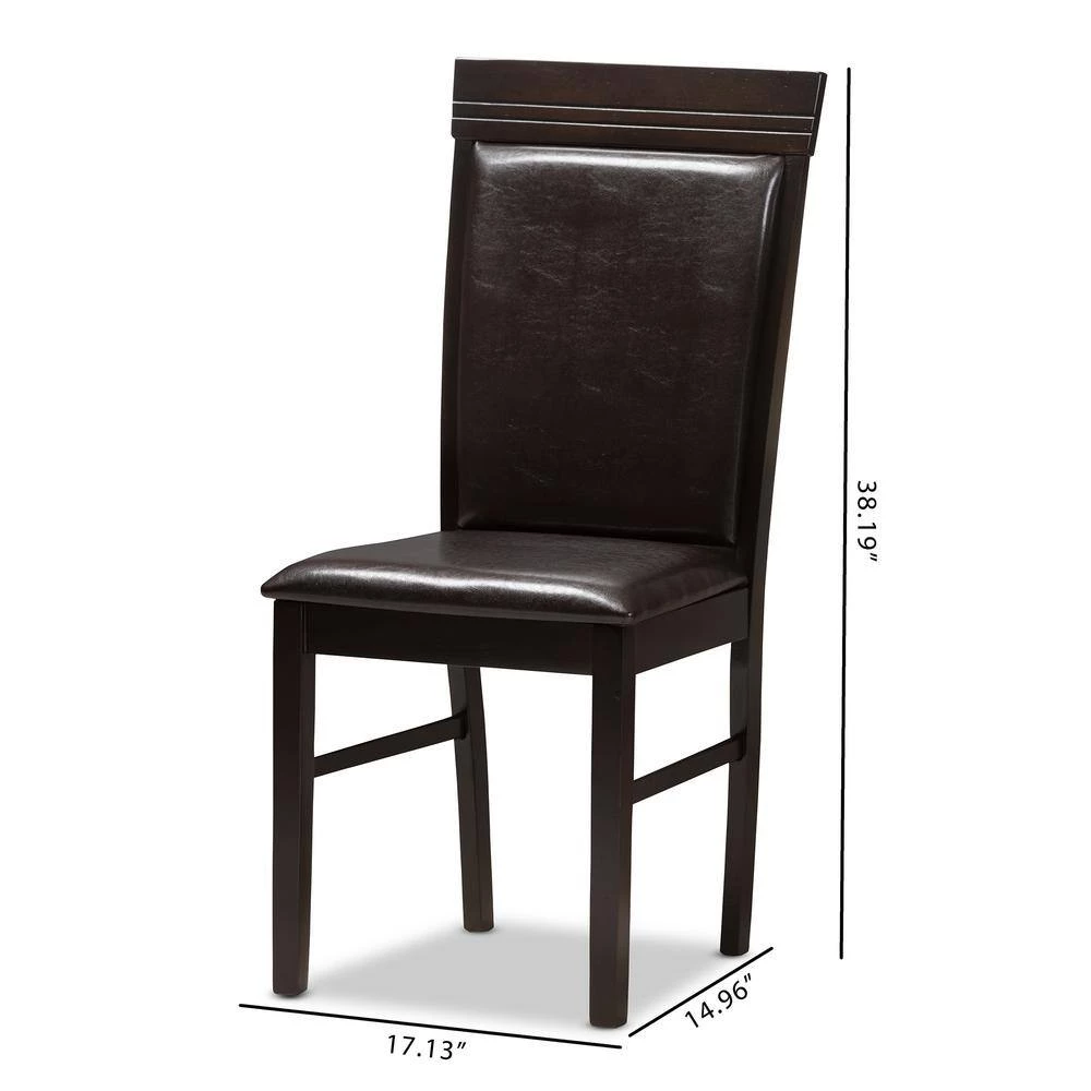 Thea Dark Brown Faux Leather Dining Chair (Set of 2) by Baxton Studio - Image 8