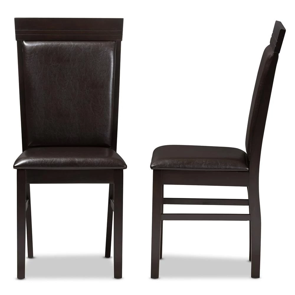 Thea Dark Brown Faux Leather Dining Chair (Set of 2) by Baxton Studio - Image 2
