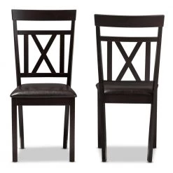 Rosie Dark Brown Faux Leather Dining Chair (Set of 2) by Baxton Studio