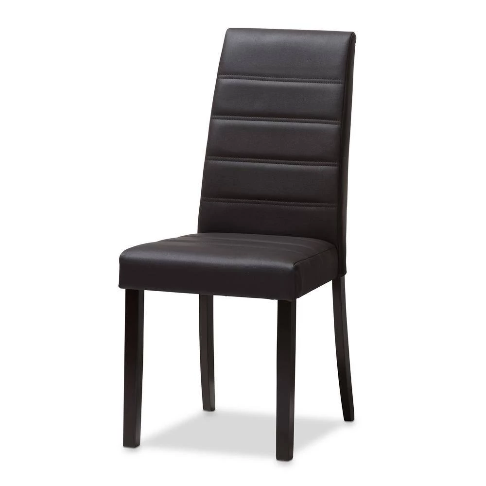 Lorelle 5-Piece Dark Brown Dining Set by Baxton Studio - Image 2