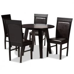 Miya 5-Piece Dark Brown Dining Set by Baxton Studio