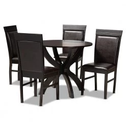 Ancel 5-Piece Dark Brown Dining Set by Baxton Studio