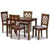 Celina 5-Piece Grey and Walnut Brown Dining Set by Baxton Studio