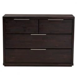 Titus 4-Drawer Dark Brown Dresser (33.5 in. H x 47.2 in. W x 16.5 in. D) by Baxton Studio