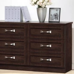 Colburn 6-Drawer Dark Brown Wood Dresser by Baxton Studio
