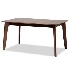 Seneca 59.1 in. Rectangle Dark Brown Wood Top Dining Table (Seats 6) by Baxton Studio