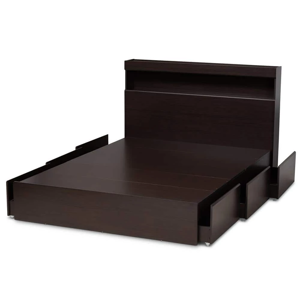 Blaine Dark Brown Queen Platform Storage Bed by Baxton Studio - Image 4