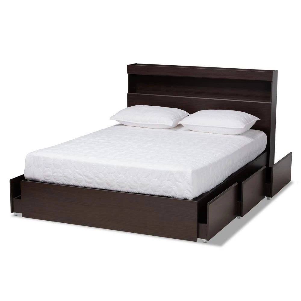 Blaine Dark Brown Queen Platform Storage Bed by Baxton Studio - Image 3