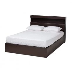 Blaine Dark Brown Queen Platform Storage Bed by Baxton Studio