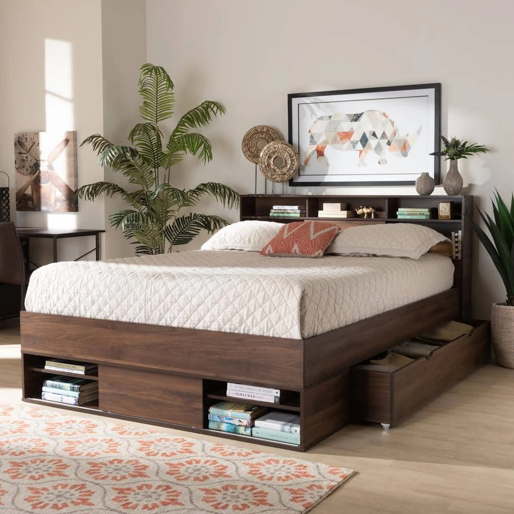 Tristan Dark Brown Queen Platform Storage Bed by Baxton Studio - Image 7