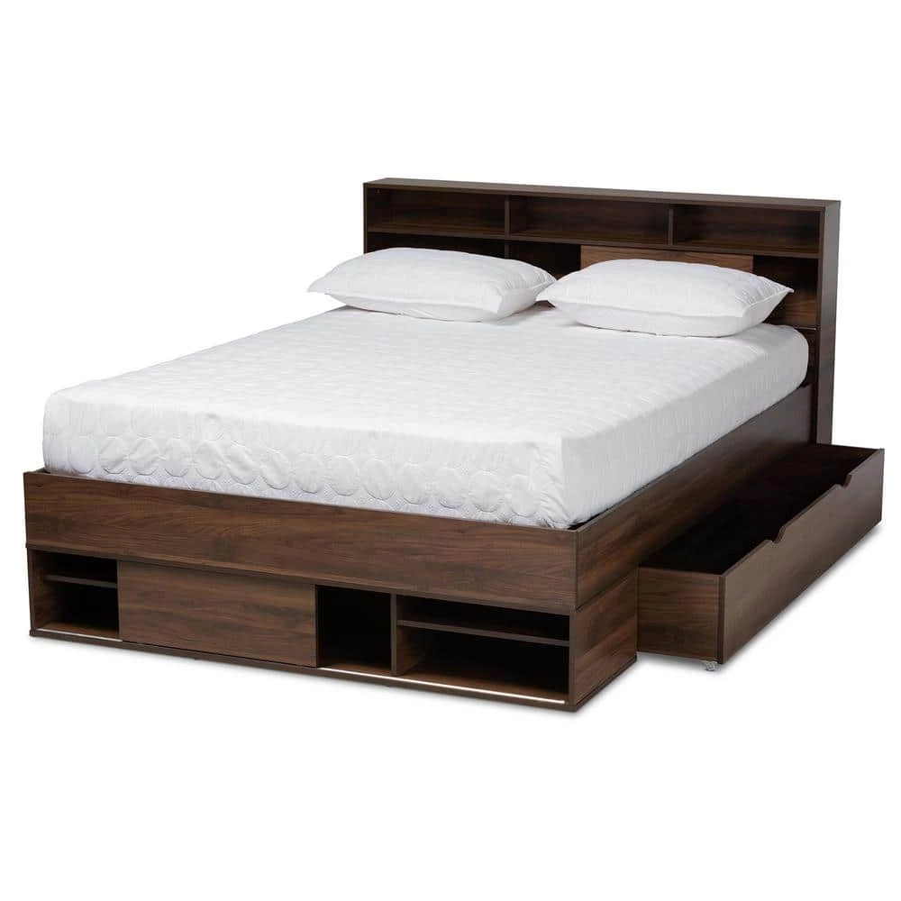 Tristan Dark Brown Queen Platform Storage Bed by Baxton Studio - Image 3