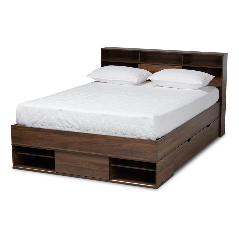 Tristan Dark Brown Queen Platform Storage Bed by Baxton Studio