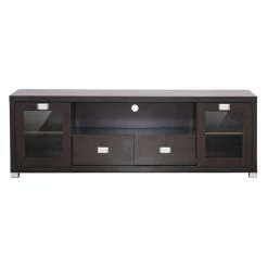 Gosford 69 in. Dark Brown Wood TV Stand with 2 Drawer Fits TVs Up to 35 in. with Storage Doors by Baxton Studio