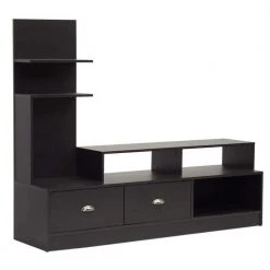 Armstrong 60 in. Dark Brown Wood TV Stand with 2 Drawer Fits TVs Up to 30 in. with Built-In Media Storage by Baxton Studio