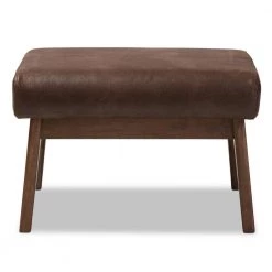 Bianca Dark Brown and "Walnut" Brown Ottoman by Baxton Studio