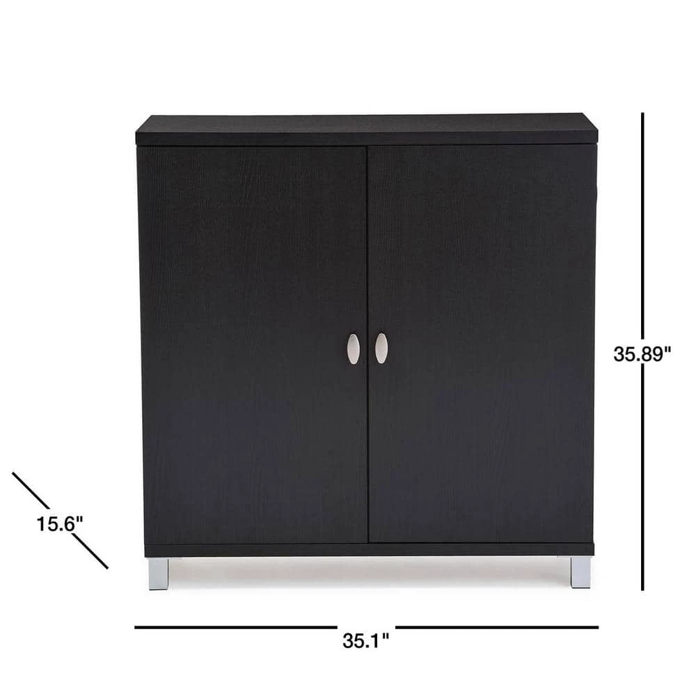 Marcy Dark Brown Storage Cabinet by Baxton Studio - Image 3