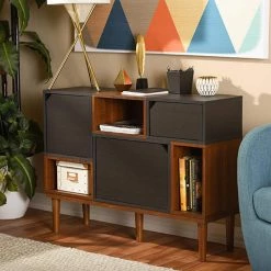 Anderson Dark Brown Storage Cabinet by Baxton Studio