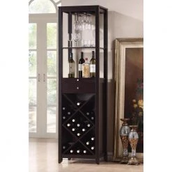 Austin 24-Bottle Dark Brown Bar Cabinet by Baxton Studio