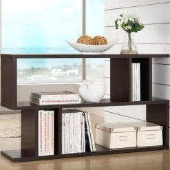 27.5 in. Dark Brown Wood 2-shelf Accent Bookcase with Open Back by Baxton Studio