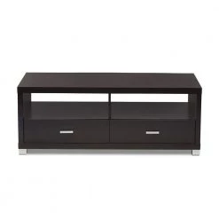 Derwent 47 in. Dark Brown Large Rectangle Wood Coffee Table with Drawers by Baxton Studio