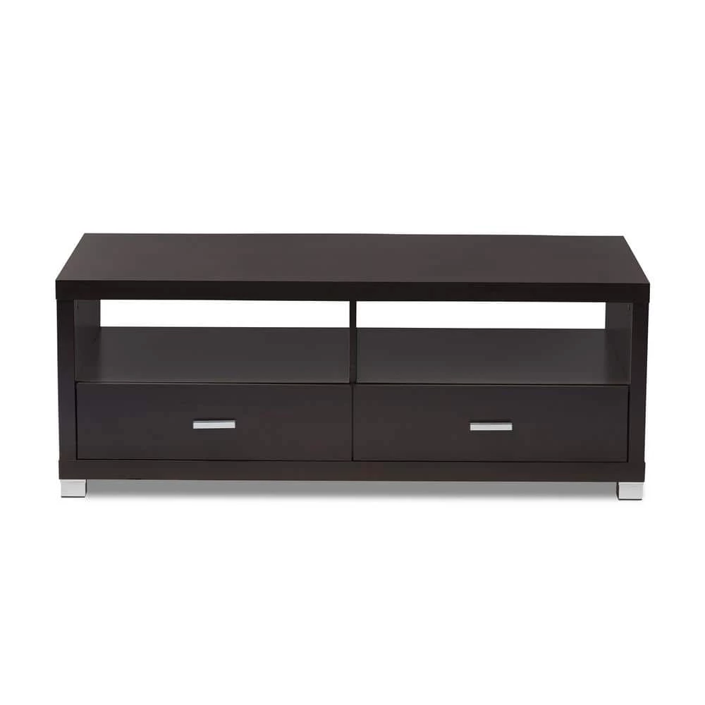 Derwent 47 in. Dark Brown Large Rectangle Wood Coffee Table with Drawers by Baxton Studio