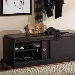 Dark Brown Wood Bench by Baxton Studio