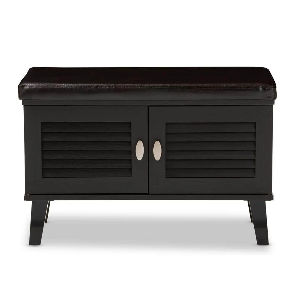 Tamara Dark Brown Wood Bench by Baxton Studio