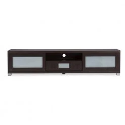 Gerhardine Collection 70 in. Dark Brown Wood TV Stand with 1 Drawer Fits TVs Up to 78 in. with Storage Doors by Baxton Studio