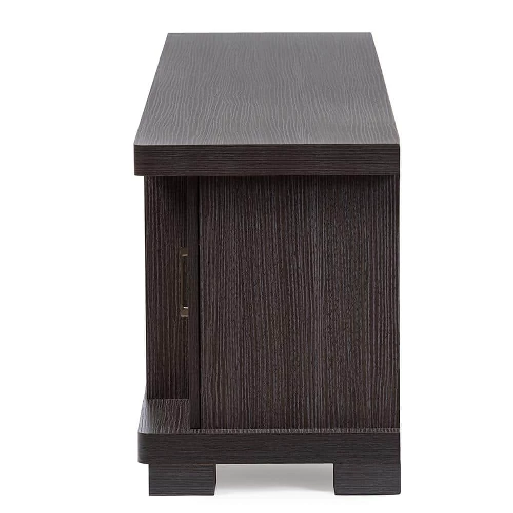 Viveka 70 in. Dark Brown Wood TV Stand Fits TVs Up to 78 in. with Cable Management by Baxton Studio - Image 7