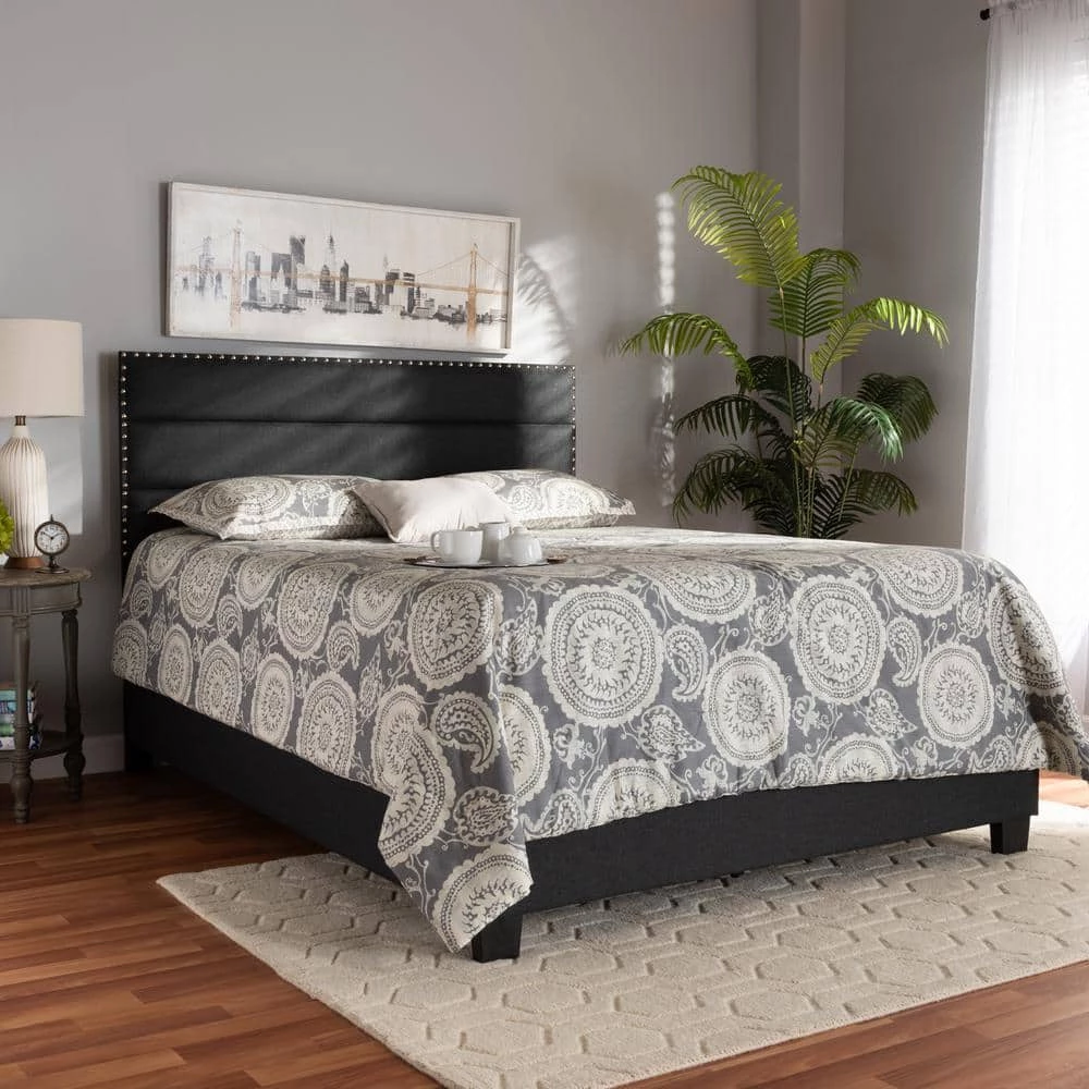 Ansa Dark Gray and Black Full Bed by Baxton Studio - Image 7