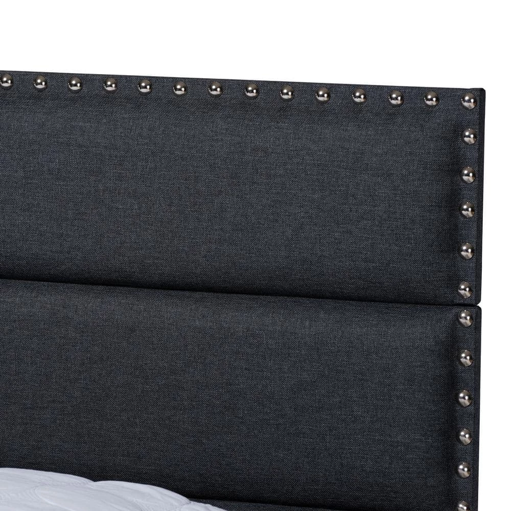 Ansa Dark Gray and Black Full Bed by Baxton Studio - Image 4