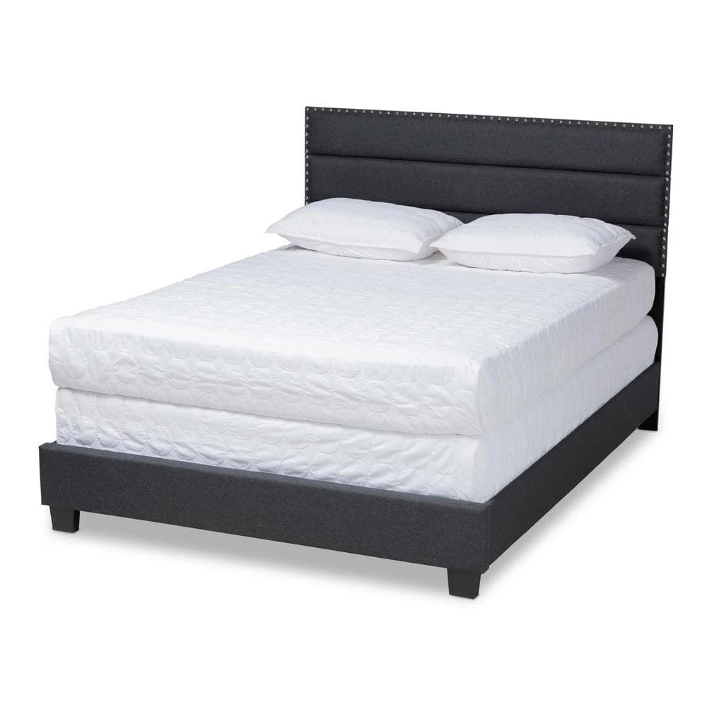 Ansa Dark Gray and Black Full Bed by Baxton Studio