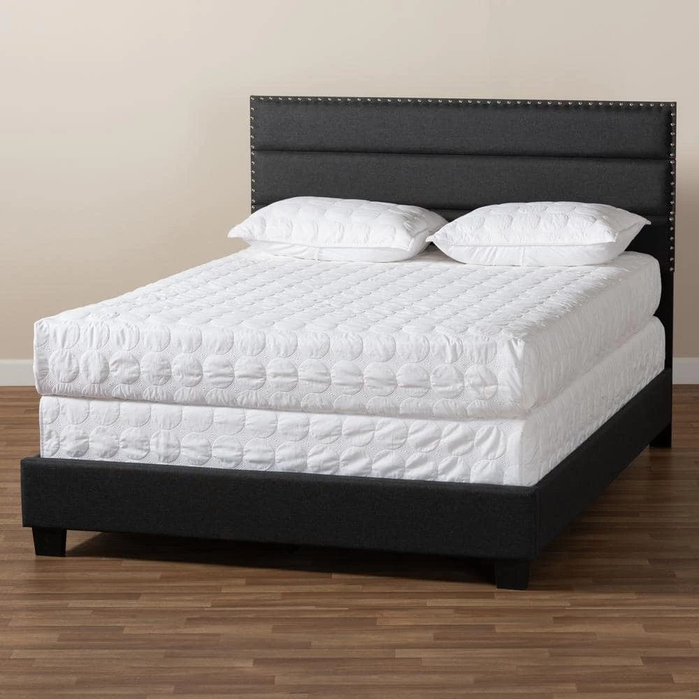Ansa Dark Gray and Black Full Bed by Baxton Studio - Image 6