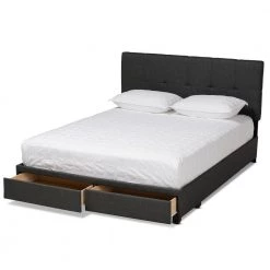 Netti Dark Grey King Storage Bed by Baxton Studio