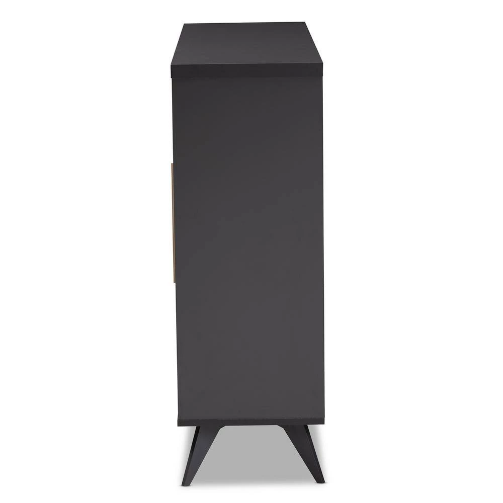 Pietro 24-Bottle Dark Gray and Oak Brown Wine Cabinet by Baxton Studio - Image 9
