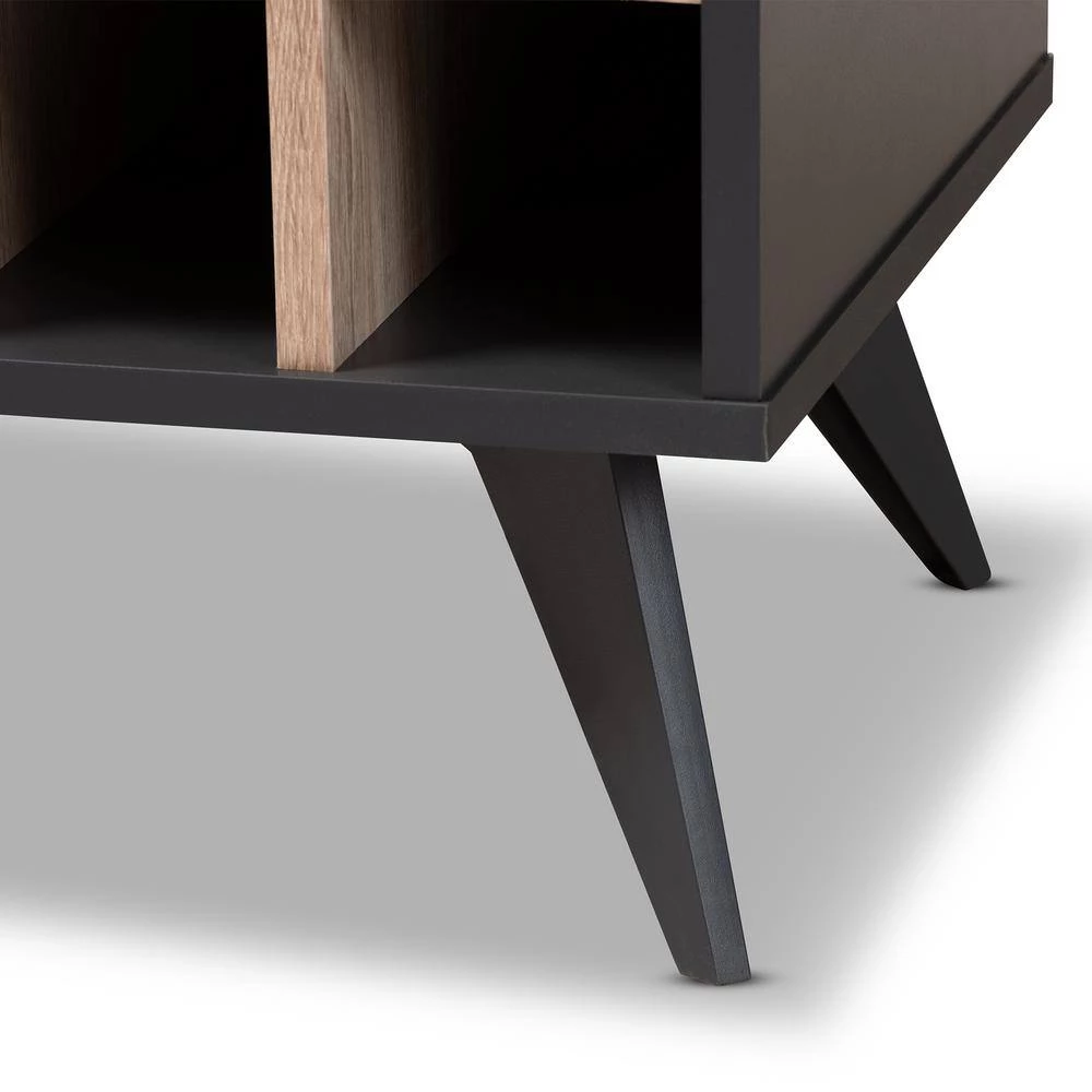 Pietro 24-Bottle Dark Gray and Oak Brown Wine Cabinet by Baxton Studio - Image 7