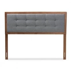 Sarine Dark Gray and Walnut Queen Headboard by Baxton Studio