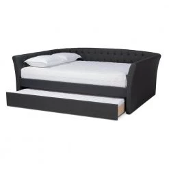 Delora Dark Gray Full Trundle Daybed by Baxton Studio