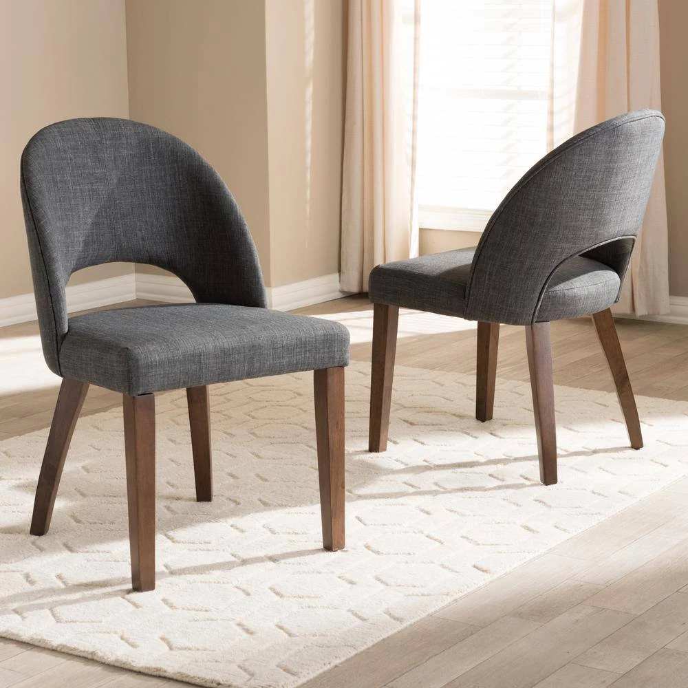 Wesley Dark Gray Fabric Dining Chair (Set of 2) by Baxton Studio - Image 7