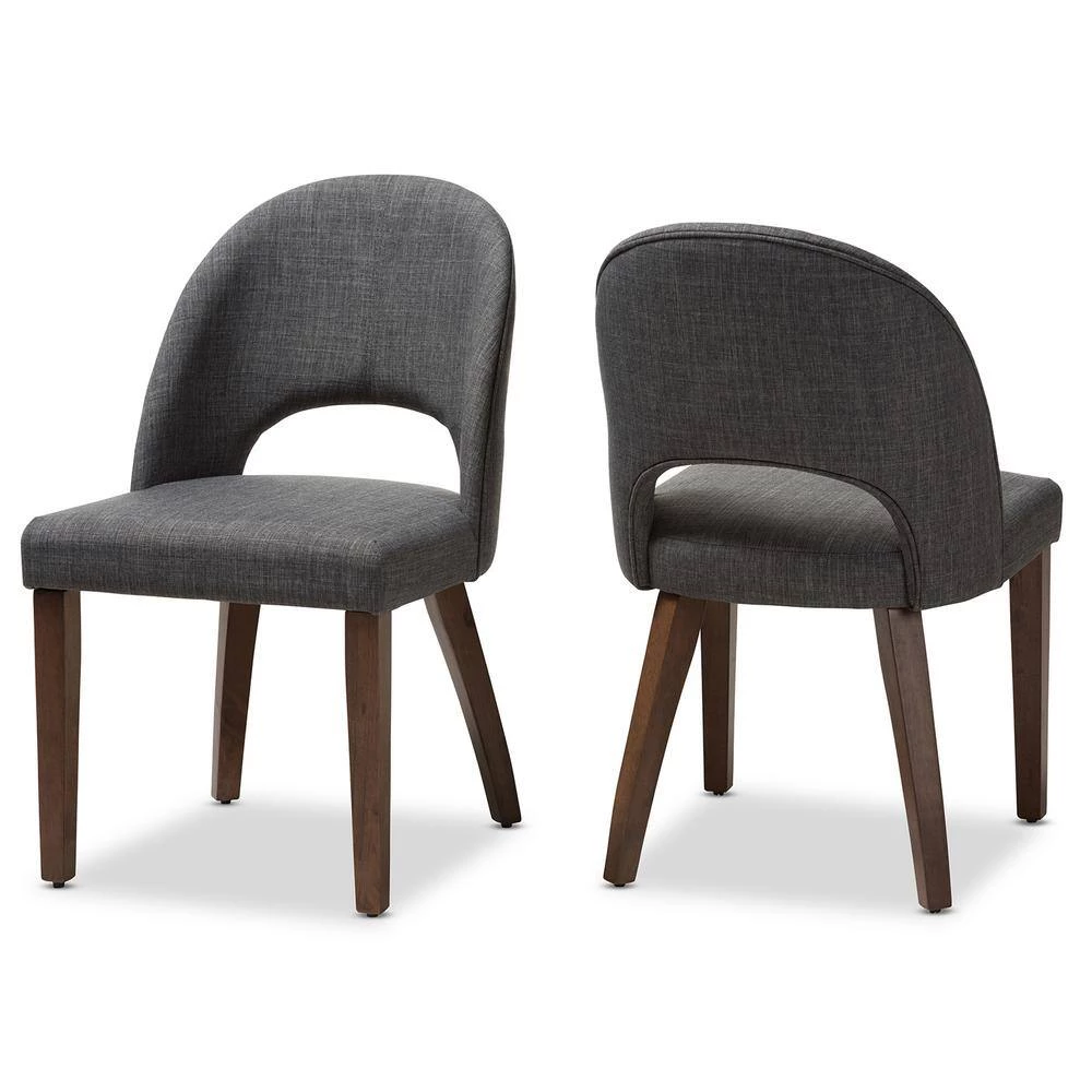 Wesley Dark Gray Fabric Dining Chair (Set of 2) by Baxton Studio - Image 4