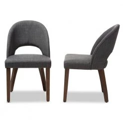 Wesley Dark Gray Fabric Dining Chair (Set of 2) by Baxton Studio