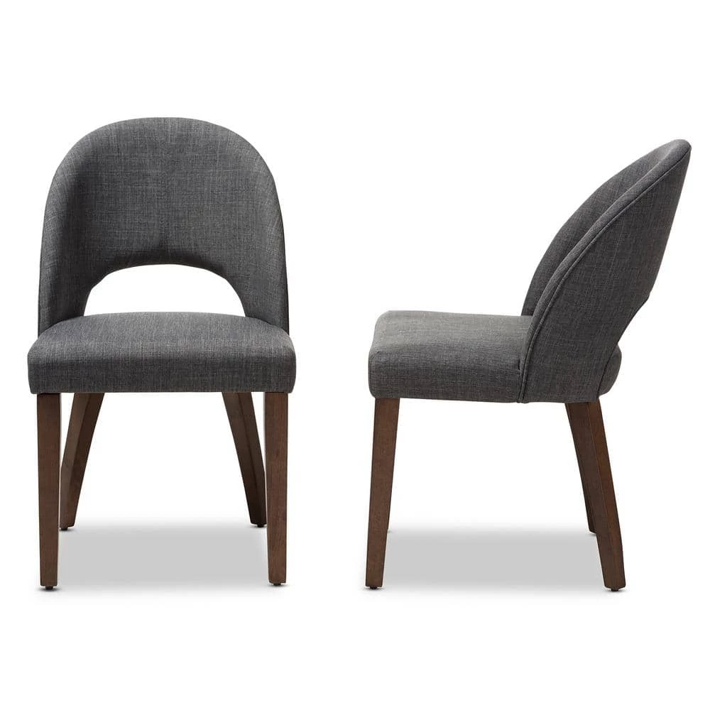 Wesley Dark Gray Fabric Dining Chair (Set of 2) by Baxton Studio
